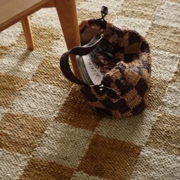 Checkerboard Jute Natural Rug - thumbnail 3