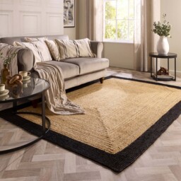 Jute Border Rug Black - thumbnail 1