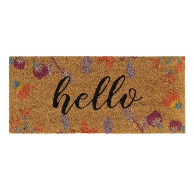 Coir Insert Floral Hello Doormat - image 1