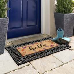 Coir Insert Floral Hello Doormat