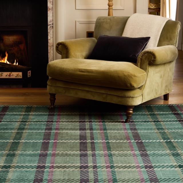 Isla Plaid Emerald Eco-Washable Rug - image 1