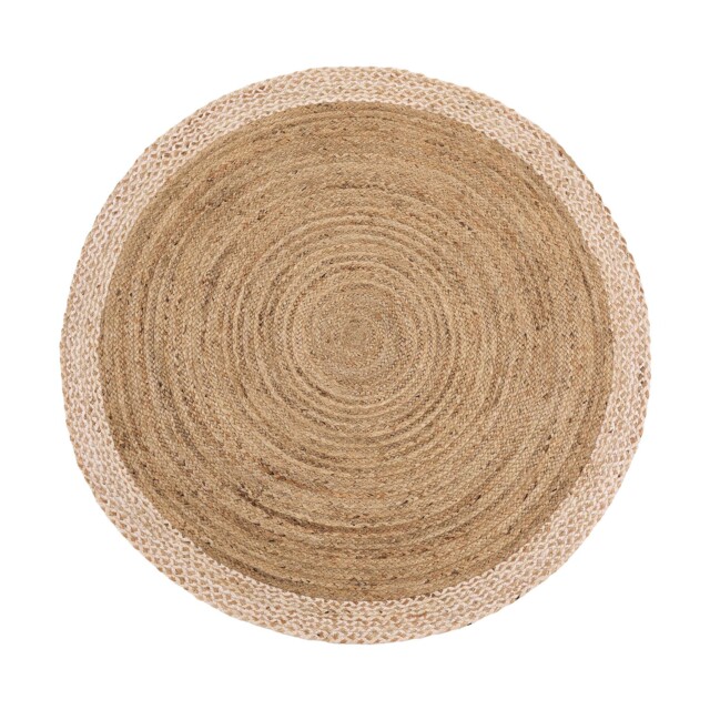 Jute Border Rug Natural White Circle - image 1