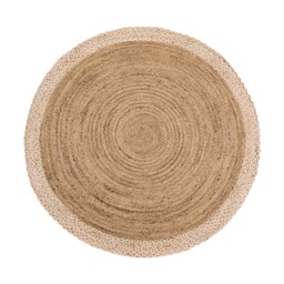 Jute Border Rug Natural White Circle