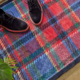 Tartan Red/Blue Washable Doormat - thumbnail 3