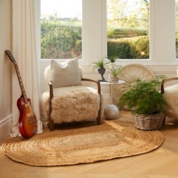 Jute Extra Rug Plain Oval - thumbnail 1