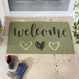 Welcome Sage Coir Doormat