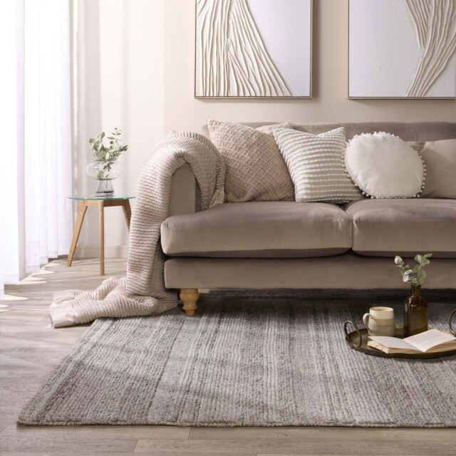 Chunky Knit Rug Grey/Natural - image 1
