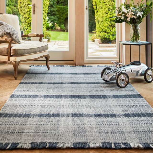 Highland Check Rug Navy - image 1