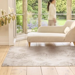 Muted Floral Beige Eco-Washable Rug - thumbnail 3