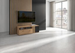 TV Cabinet Storage Living Room Media Wide Drawer Door Open Shelf Unit 135cm Unit Black and Oak with Slats – Vabres - thumbnail 4