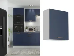 600mm Kitchen Wall Unit Midnight Blue Cabinet Cupboard Dark Navy Slab Door - Nora