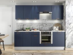 600mm Kitchen Wall Unit Midnight Blue Cabinet Cupboard Dark Navy Slab Door - Nora - thumbnail 4