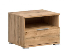 Modern Bedside Cabinet Drawer Storage Side Table Unit 50cm Oak Effect- Zele - thumbnail 2