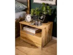 Modern Bedside Cabinet Drawer Storage Side Table Unit 50cm Oak Effect- Zele