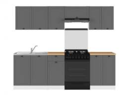 Kitchen Cabinets Units Grey Shaker Modern Freestanding 7 Cupboards 240cm Complete Fitted DIY Set - Junona - thumbnail 3