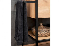 700mm Floor Standing Vanity Unit with Basin Oak Countertop Bathroom Cabinet Luxury Loft Black Metal - Brooklyn - thumbnail 4