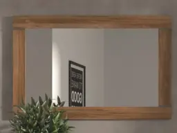 Modern Medium Oak Effect Surround Rectangular Frame Wall Hanging Mirror 101x66cm - Gent - thumbnail 1