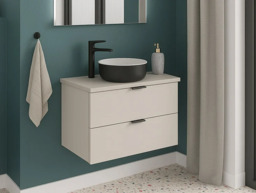 Counter Top Vanity Unit without Basin Beige Bathroom Cabinet 600mm Worktop Modern Floating Wall Drawers - Dalia - thumbnail 4