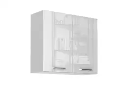Kitchen Wall Cabinet Cupboard 800mm Unit White High Gloss Storage Slab Doors - Ella - thumbnail 4