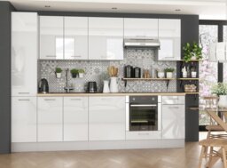 Kitchen Wall Cabinet Cupboard 800mm Unit White High Gloss Storage Slab Doors - Ella - thumbnail 3