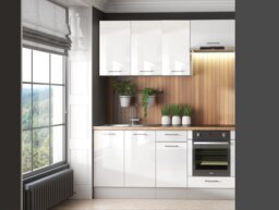 Kitchen Wall Cabinet Cupboard 800mm Unit White High Gloss Storage Slab Doors - Ella - thumbnail 2
