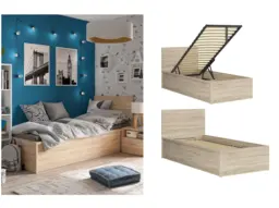 Single Bed with Storage Ottoman Euro Frame Gas Lift Up Modern Sonoma Oak Finish - Tetrix - thumbnail 1