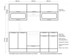 Kitchen Cabinets Set with Oven Housing 7 Unit DIY 220cm Scandinavian Style Cupboards Light Grey Gloss - Star - thumbnail 3