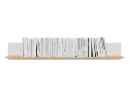 Wall Shelf Mounted Storage Floating Panel Unit 135cm White Gloss/Light Oak Modern - Zele