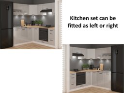 Kitchen Corner Cabinets Set 11 Units Grey Gloss Modern Freestanding Cupboards Complete DIY Fitted L Shaped - Junona - thumbnail 3