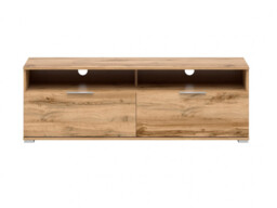 Modern Wide Media Table TV Stand Cabinet Unit with 2 Drawers Oak Effect 135cm - Zele - thumbnail 3