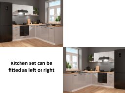 Kitchen Corner Set 9 Cabinets Units Grey Gloss Modern Freestanding Cupboards Complete DIY Fitted Kitchen - Junona - thumbnail 3