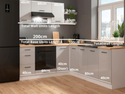 Kitchen Corner Set 9 Cabinets Units Grey Gloss Modern Freestanding Cupboards Complete DIY Fitted Kitchen - Junona - thumbnail 4