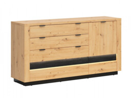 Large Sideboard Living Room Storage Cabinet with Drawers Dresser Artisan Black Oak with LED Lights 161cm - Ostia - thumbnail 4