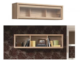 Modern Wall Glass Cabinet Display Unit Storage Shelf Sonoma Oak - Kaspian - thumbnail 2