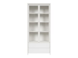 White Display Cabinet Glass Doors Modern Wide Tall Buffet 2 Handleless Drawers Scandi Living Room Cabinet - Kaspian - thumbnail 3
