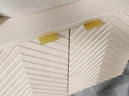 Bathroom Vanity Unit with Countertop 600mm Herringbone Fluted Cashmere Beige Floating Cabinet - Cara - thumbnail 4