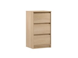 Narrow Chest of Drawers Slim Cabinet Handleless Storage Unit White Washed Oak Effect 47cm - Mana - thumbnail 3