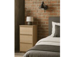 Narrow Chest of Drawers Slim Cabinet Handleless Storage Unit White Washed Oak Effect 47cm - Mana - thumbnail 2