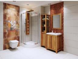 Freestanding 600mm Vanity Bathroom Cabinet with Ceramic Sink and Wall Mirror Furniture Set Oak Finish - Classic Oak - thumbnail 4