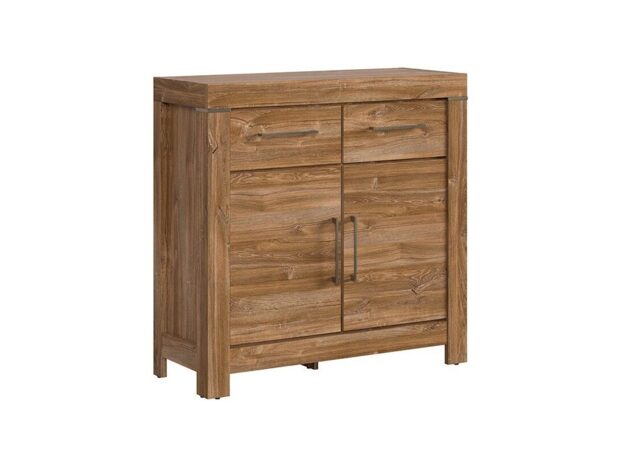 Compact Cabinet Square Modern Sideboard 2 Door 2 Drawer Shelf Storage Unit Medium Oak Effect - Gent - image 1