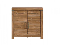 Compact Cabinet Square Modern Sideboard 2 Door 2 Drawer Shelf Storage Unit Medium Oak Effect - Gent - thumbnail 4