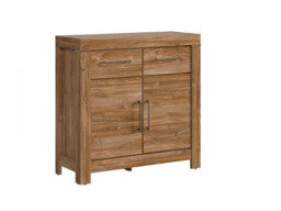 Compact Cabinet Square Modern Sideboard 2 Door 2 Drawer Shelf Storage Unit Medium Oak Effect - Gent - thumbnail 2