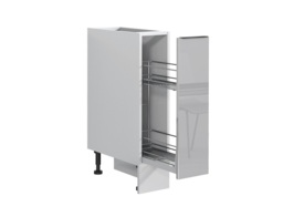 Kitchen Unit Pull Out Storage Basket Freestanding 200mm Cabinet Light Grey Gloss Base Cupboard - Star - thumbnail 3