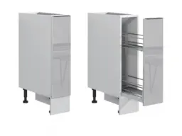 Kitchen Unit Pull Out Storage Basket Freestanding 200mm Cabinet Light Grey Gloss Base Cupboard - Star - thumbnail 1