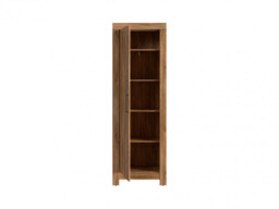 Modern Tall Slim Wardrobe Narrow 1 Door Tallboy Storage Shelf Cabinet Medium Oak Effect Unit - Gent - thumbnail 4