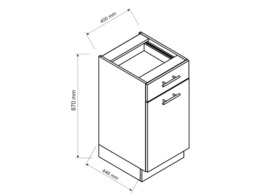 Kitchen Cabinet with Drawer 400mm Unit Base Cupboard 40cm Storage Dark Grey and Oak Effect - Clara - thumbnail 4