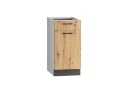 Kitchen Cabinet with Drawer 400mm Unit Base Cupboard 40cm Storage Dark Grey and Oak Effect - Clara - thumbnail 3