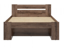 Double Storage Bed Frame with Shelves in Dark Oak Effect with Euro 140cm Wooden Slats - Nepo - thumbnail 4