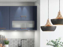 Kitchen Cabinets Set Navy Blue 7 Units Complete Cupboards 240cm Package with Glass Display - Nora - thumbnail 3