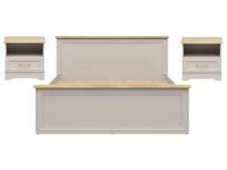 King Size Bedframe Bedside Cabinets Bedroom Set Euro 160cm Solid Wood Slats Cashmere Beige and Mauvelle Oak - Anga - thumbnail 2